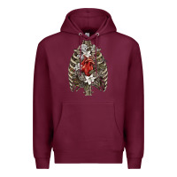 Burgundy Skeleton Rib Cage Heart Premium Hoodie - RanaPortraitStore
