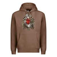 Chestnut Skeleton Rib Cage Heart Premium Hoodie - RanaPortraitStore