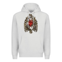 Dove Grey Skeleton Rib Cage Heart Premium Hoodie - RanaPortraitStore