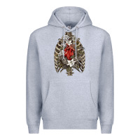 Heather Grey Skeleton Rib Cage Heart Premium Hoodie - RanaPortraitStore