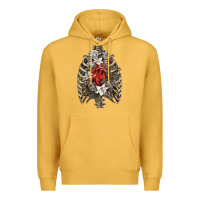 Mustard Skeleton Rib Cage Heart Premium Hoodie - RanaPortraitStore