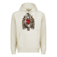 Oatmeal Heather Skeleton Rib Cage Heart Premium Hoodie - RanaPortraitStore