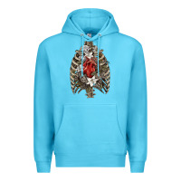 Ocean Blue Skeleton Rib Cage Heart Premium Hoodie - RanaPortraitStore