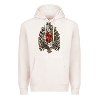 Pale Pink Skeleton Rib Cage Heart Premium Hoodie - RanaPortraitStore