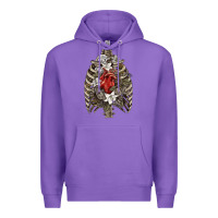 Purple Skeleton Rib Cage Heart Premium Hoodie - RanaPortraitStore