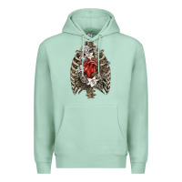 Seafoam Skeleton Rib Cage Heart Premium Hoodie - RanaPortraitStore