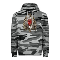 Slate Camo Skeleton Rib Cage Heart Premium Hoodie - RanaPortraitStore