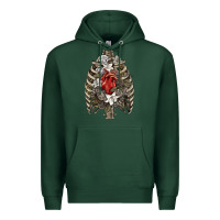 Sports Green Skeleton Rib Cage Heart Premium Hoodie - RanaPortraitStore