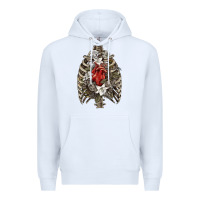 White Skeleton Rib Cage Heart Premium Hoodie - RanaPortraitStore
