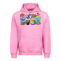 Fuchsia Pink rainbow coffee cups Urban Hoodie - texasbilliewilder