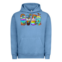 Pigment Pebble Blue rainbow coffee cups Urban Hoodie - texasbilliewilder