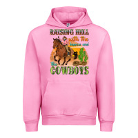 Fuchsia Pink raising hell with the hippies and the cowboys Urban Hoodie - texasbilliewilder