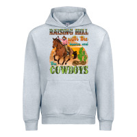 Heather Grey raising hell with the hippies and the cowboys Urban Hoodie - texasbilliewilder