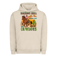 Pigment French Oak raising hell with the hippies and the cowboys Urban Hoodie - texasbilliewilder