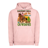 Pigment Salmon raising hell with the hippies and the cowboys Urban Hoodie - texasbilliewilder