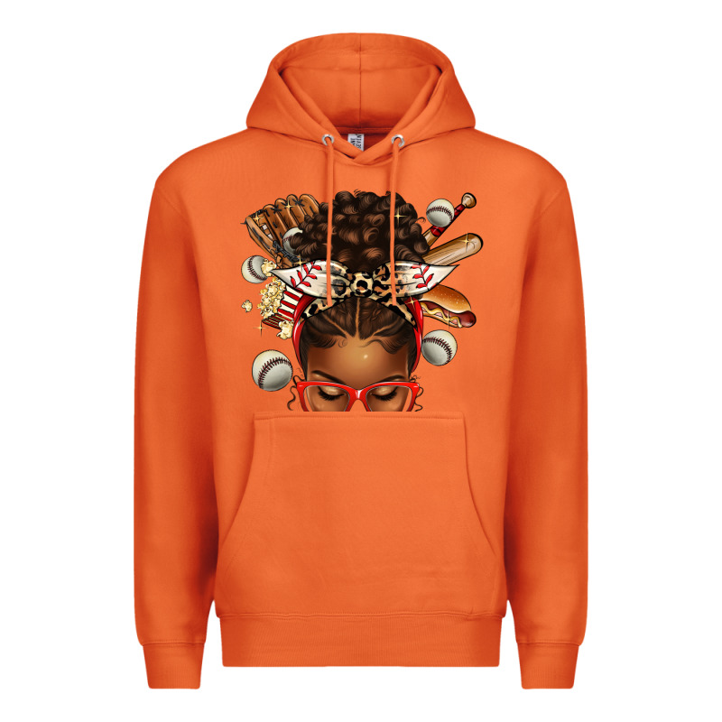 Baseball Afro Messy Bun Premium Hoodie by texasbilliewilder | Teevron