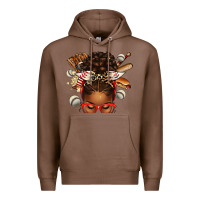 Chestnut baseball afro messy bun Premium Hoodie - texasbilliewilder