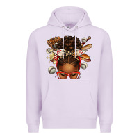 Lilac baseball afro messy bun Premium Hoodie - texasbilliewilder