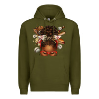 Army Green baseball afro messy bun Premium Hoodie - texasbilliewilder
