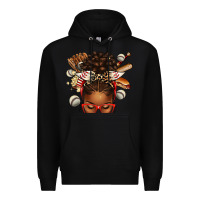 Black baseball afro messy bun Premium Hoodie - texasbilliewilder