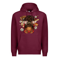 Burgundy baseball afro messy bun Premium Hoodie - texasbilliewilder