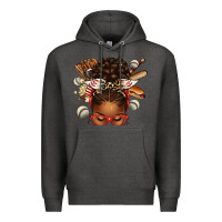 Charcoal Heather baseball afro messy bun Premium Hoodie - texasbilliewilder