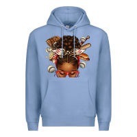 Baseball Afro Messy Bun Premium Hoodie | Teevron