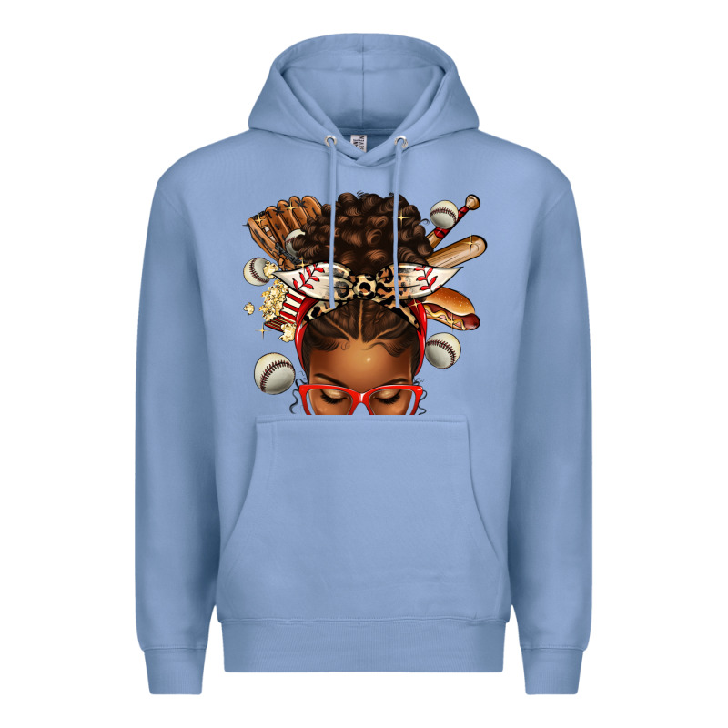 Baseball Afro Messy Bun Premium Hoodie by texasbilliewilder | Teevron