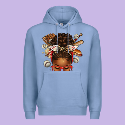 Baseball Afro Messy Bun Premium Hoodie Designed By Texasbilliewilder