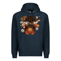 Navy baseball afro messy bun Premium Hoodie - texasbilliewilder