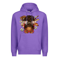 Purple baseball afro messy bun Premium Hoodie - texasbilliewilder