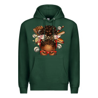 Sports Green baseball afro messy bun Premium Hoodie - texasbilliewilder