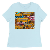 Baby Blue school bus American flag sunflower cowhide leopard Ladies Tee - Artiststas