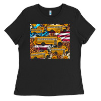 School Bus American Flag Sunflower Cowhide Leopard Ladies Tee | Teevron