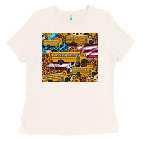 Bone school bus American flag sunflower cowhide leopard Ladies Tee - Artiststas