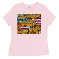 Bubblegum Pink school bus American flag sunflower cowhide leopard Ladies Tee - Artiststas
