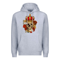 Heather Grey Skull King Premium Hoodie - RanaPortraitStore