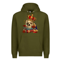 Army Green Skull With Crown Premium Hoodie - RanaPortraitStore
