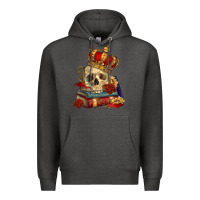 Charcoal Heather Skull With Crown Premium Hoodie - RanaPortraitStore