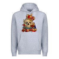 Heather Grey Skull With Crown Premium Hoodie - RanaPortraitStore