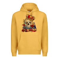 Mustard Skull With Crown Premium Hoodie - RanaPortraitStore