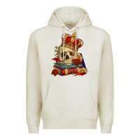 Oatmeal Heather Skull With Crown Premium Hoodie - RanaPortraitStore