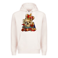 Pale Pink Skull With Crown Premium Hoodie - RanaPortraitStore