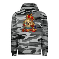Slate Camo Skull With Crown Premium Hoodie - RanaPortraitStore