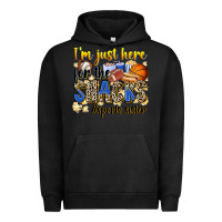 Pigment Black im just here for the snacks sports sister Urban Hoodie - Zillion Design Studio