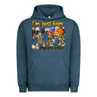 Pigment Midnight Navy im just here for the snacks sports sister Urban Hoodie - Zillion Design Studio