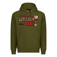 Army Green i run on sarcasm and wine Premium Hoodie - Zillion Design Studio