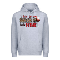 Heather Grey i run on sarcasm and wine Premium Hoodie - Zillion Design Studio