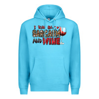Ocean Blue i run on sarcasm and wine Premium Hoodie - Zillion Design Studio
