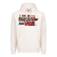 Pale Pink i run on sarcasm and wine Premium Hoodie - Zillion Design Studio